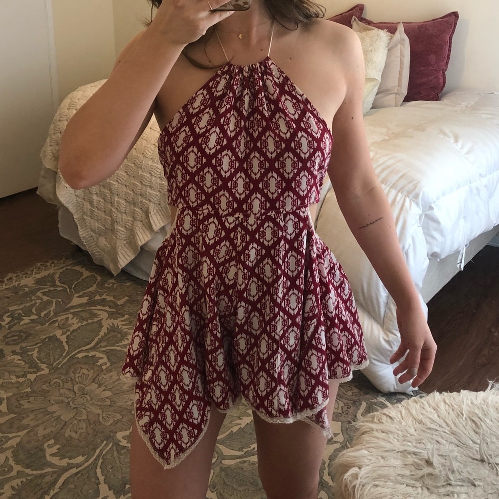 FREE PEOPLE halter low back shorts ROMPER!